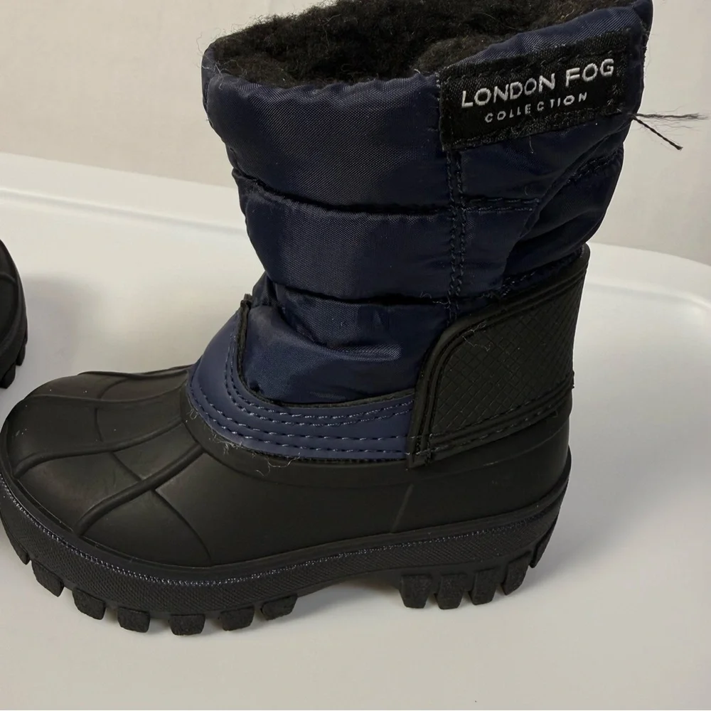 London Fog Jett‎ Waterproof Kids Blue Black Snow Boots sz 6C Winter Outdoor